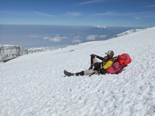 Pause mit Blick auf Mt. Meru