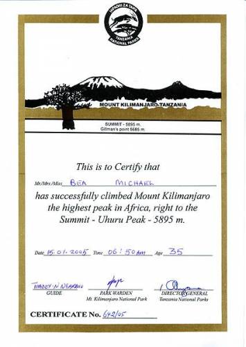 Summit Certificate von Bea Michel