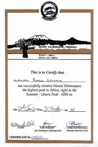 Summit-Certifikat von Thomas Schromm