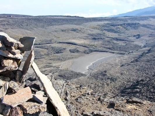 Blick von den Lent Hills aufs Moir Hut Camp