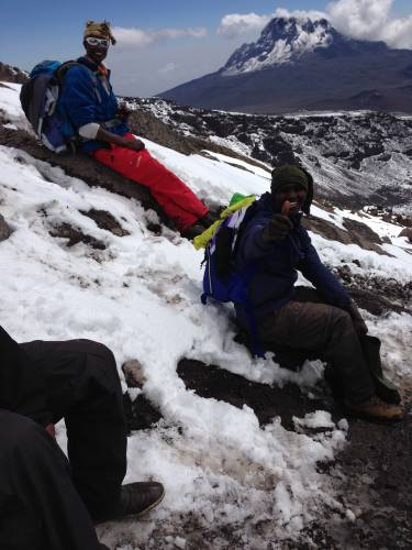 Kleine Rast beim Abstieg