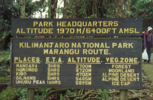 Infotafel am HQ - Marangu Gate