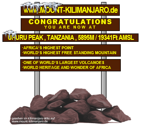 Fast das aktuelle Schild am Mount-Kilimanjaro-Gipfel