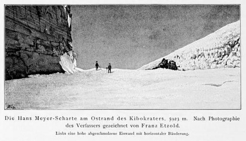 Datei:1898 Franz Etzold Der Kilimandjaro Hans Meyer Scharte 800px.jpg