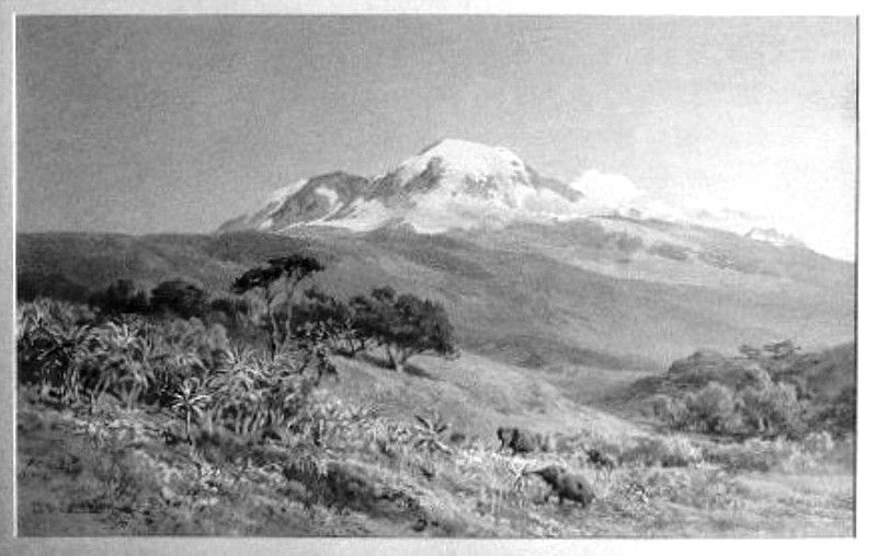 Datei:1890 ET-Compton Der Kilimandscharo von Madschame aus 800px.jpg