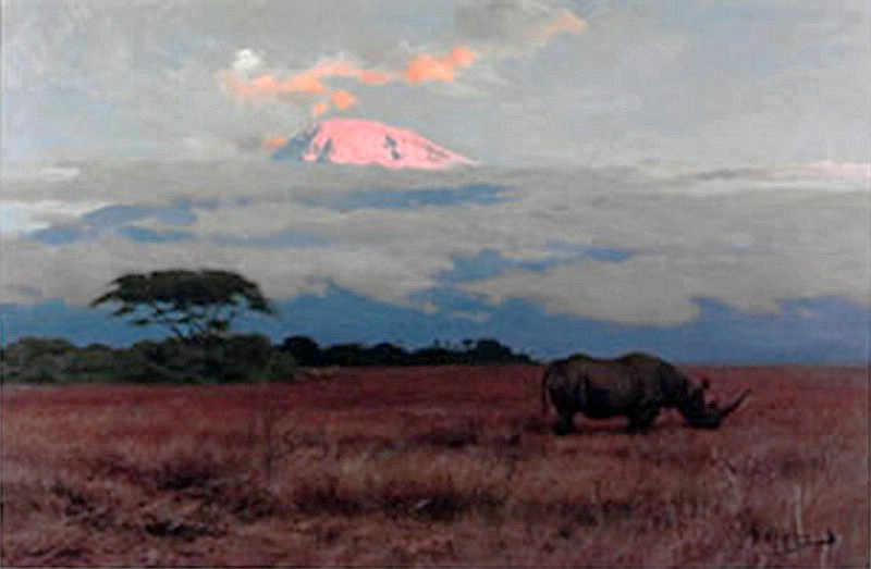 Datei:Wilhelm Kuhnert (1865-1926) Erster Sonnenstrahl am Kilimandjaro 800px.jpg